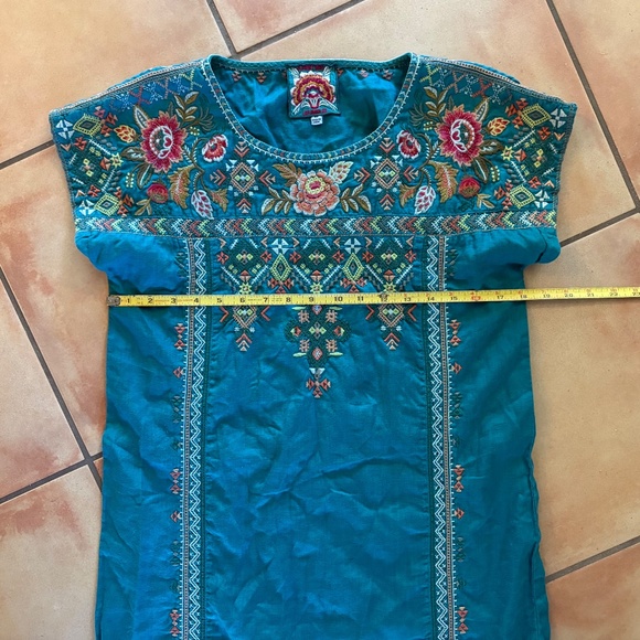 Gorgeous Johnny Was Turquoise Embroidered Linen Dress Size XS - Picture 5 of 6